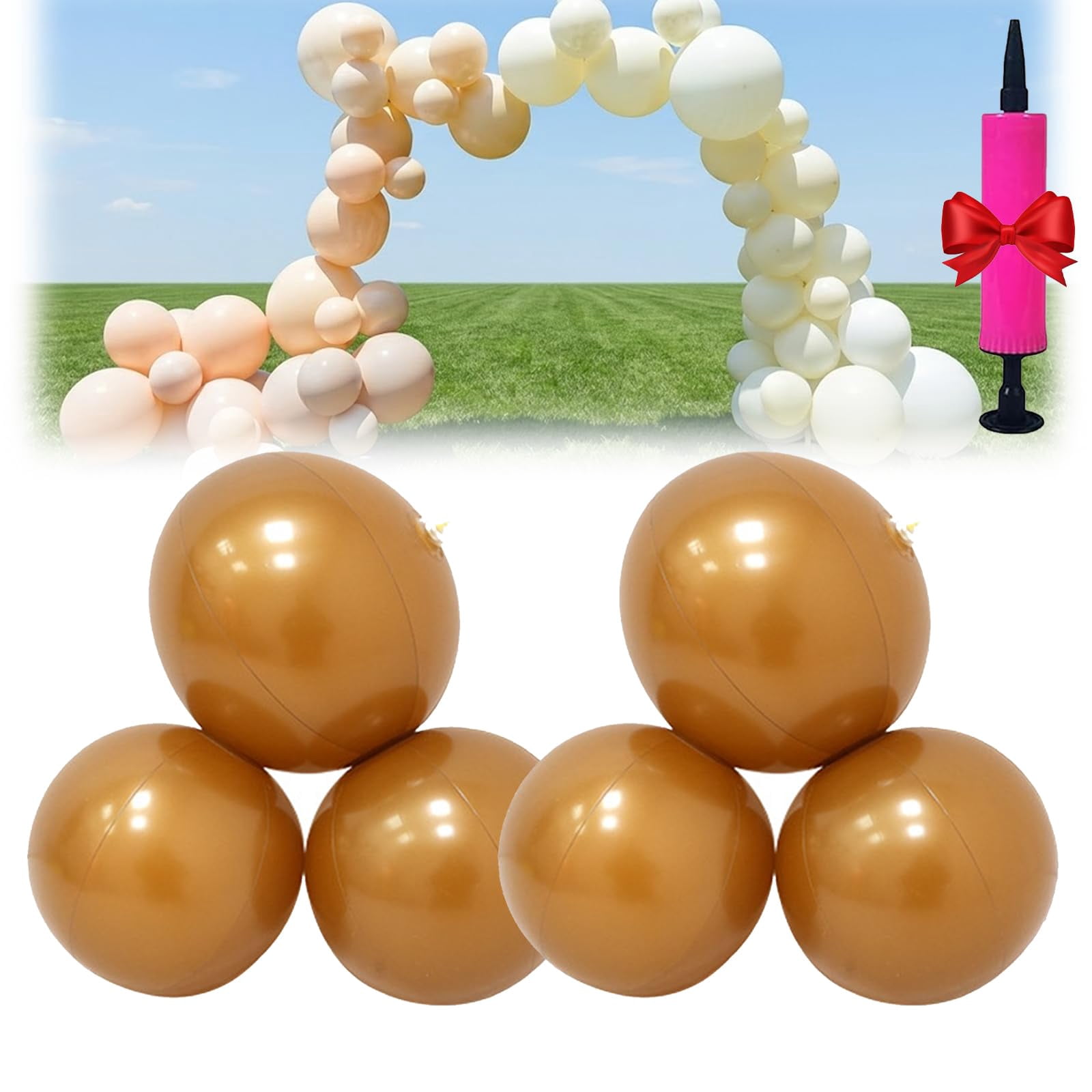 Reusable Inflatable Balloon Garland Arch Kit – 18ft 3/7 Pcs Linked PVC Balloons with Elastic Bands, Quick & Easy to Inflate, for Weddings, Parties, Birthdays