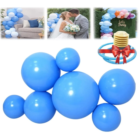 Reusable Inflatable Balloon Garland Arch Kit, 3/7 PCS Linked PVC Balloons Quick & Easy to Inflate and Set Up, Party Decoration for Birthday Wedding Baby Shower Celebration (Blue*1, 7 goals)