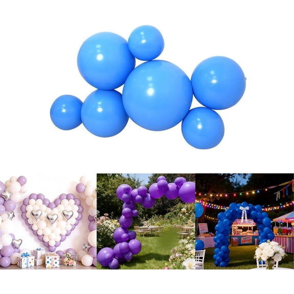 Reusable Inflatable Balloon Garland Arch Kit, 3/7 PCS Linked Pvc Balloons with Elastic Bands, Easy Setup Air-Filled Party Decoration for Birthdays, Graduations (Blue,7 PCS)