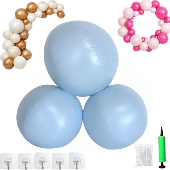 Reusable Inflatable Balloon Garland Arch Kit, 3/7 PCS Linked Pvc Balloons with Elastic Bands & Leak-proof Nozzle, Party Decoration for Birthdays, Weddings & Valentine's Day