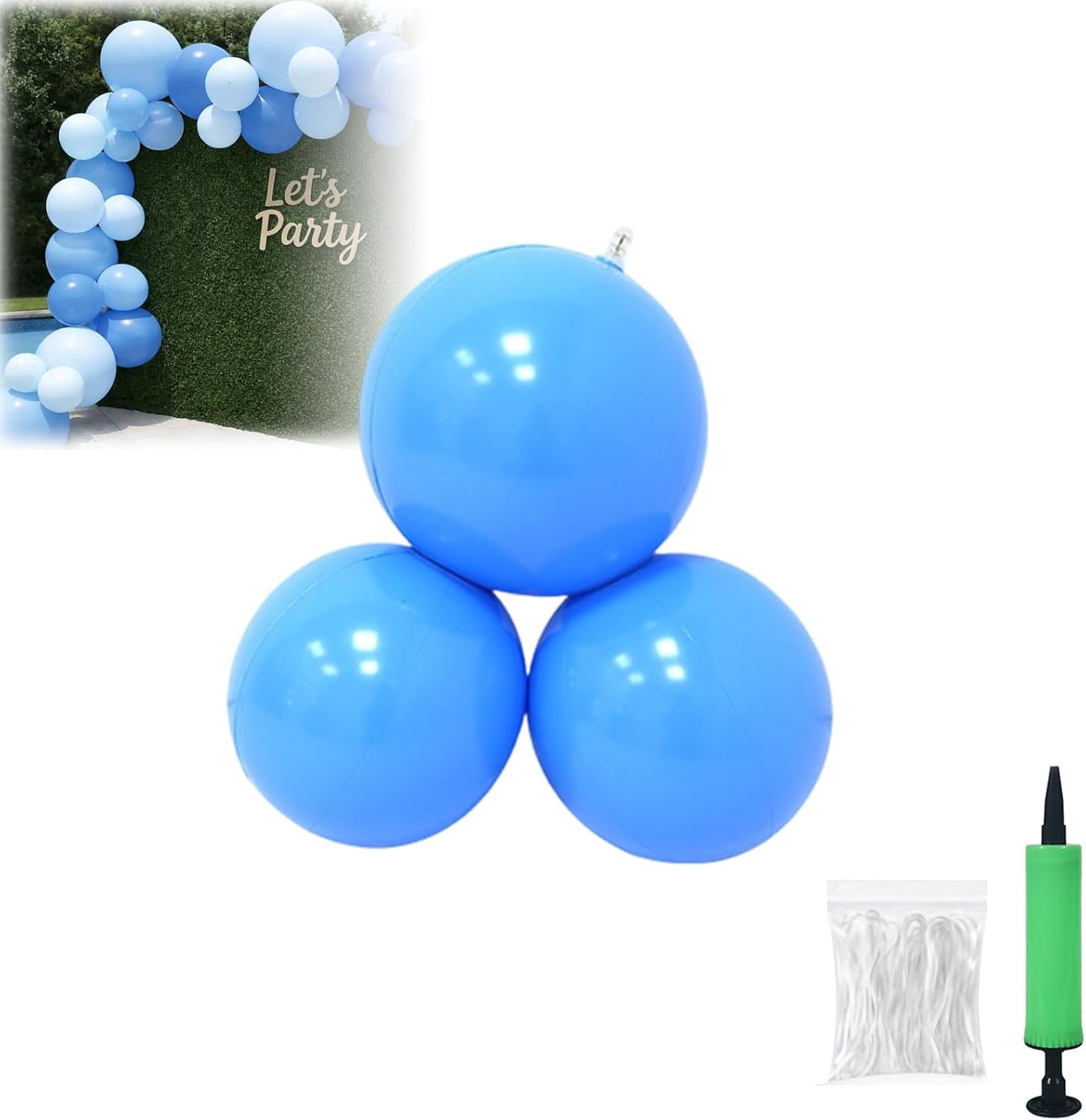 Reusable Inflatable Balloon Garland Arch Kit, 3/7 PCS Linked Pvc Balloons with Elastic Bands, One-Step, Effortless, Long-Lasting, Party Decoration for Birthdays, Weddings & Celebrations