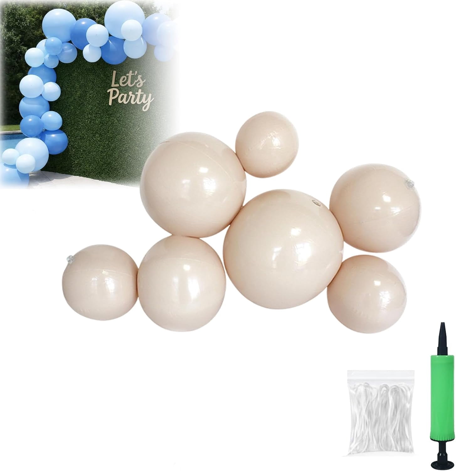 Reusable Inflatable Balloon Garland Arch Kit, 3/7 PCS Linked Pvc Balloons with Elastic Bands, One-Step, Effortless, Long-Lasting, Party Decoration for Birthdays, Weddings & Celebrations