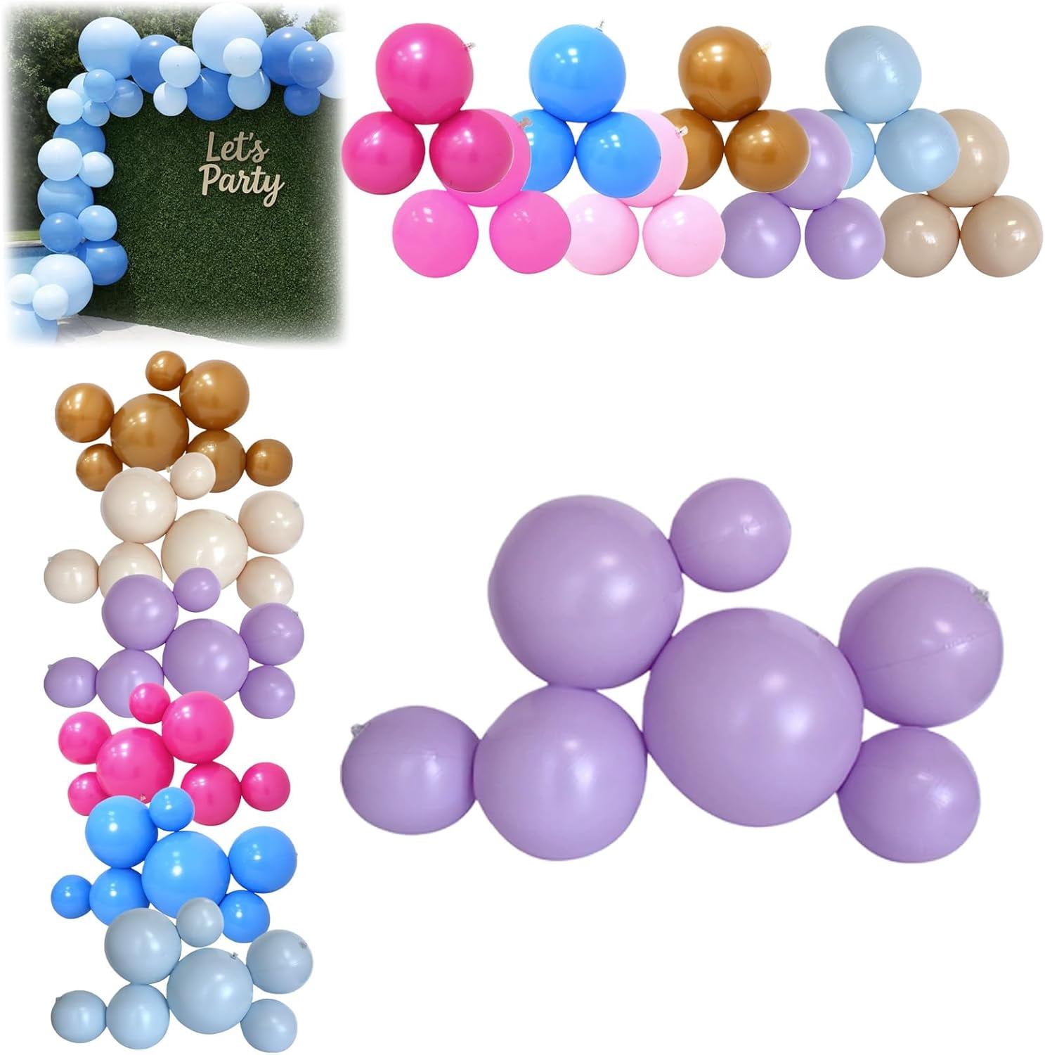 Reusable Inflatable Balloon Garland Arch Kit, 3/7 PCS Linked Pvc Balloons with Elastic Bands, Quick & Easy To Inflate And Set Up, One-Step, Effortless, Long-Lasting (#11,3PCS)