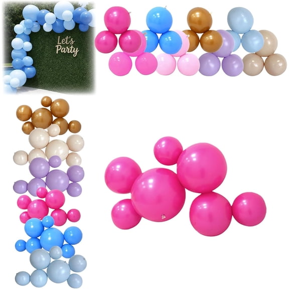 Reusable Inflatable Balloon Garland Arch Kit, 3/7 PCS Linked Pvc Balloons with Elastic Bands, Quick & Easy To Inflate And Set Up, One-Step, Effortless, Long-Lasting (#12,3PCS)