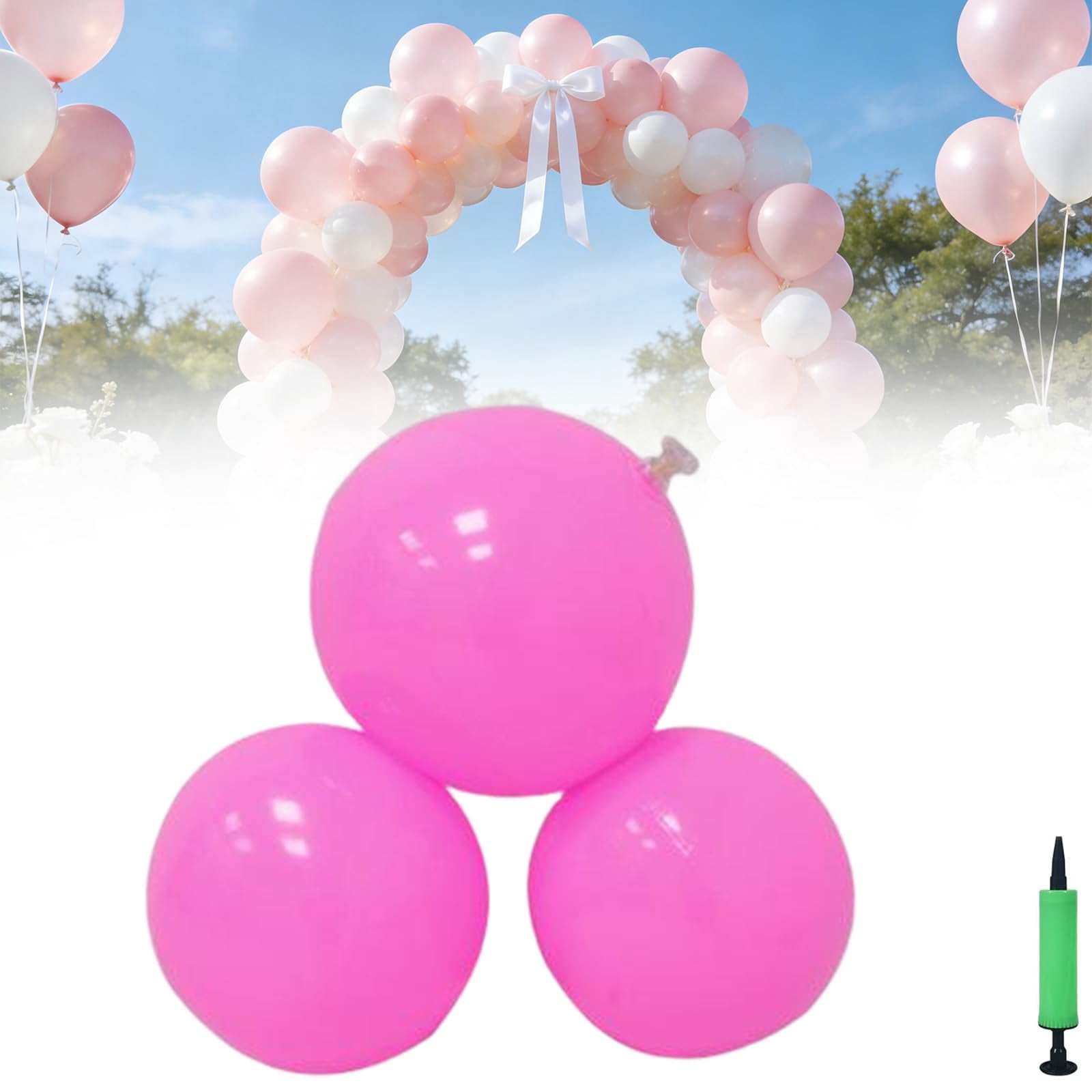 Reusable Inflatable Balloon Garland Arch Kit, 3/7 Pcs Linked PVC Balloons, Self-Inflating Hidden Valve, Birthday Decorations & Wedding Party Backdrop