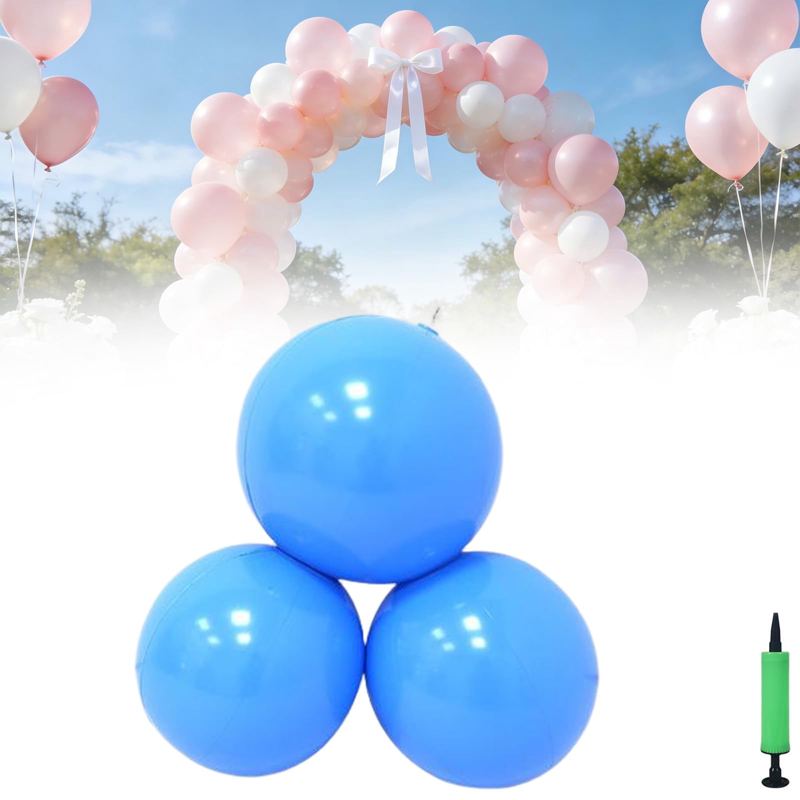 Reusable Inflatable Balloon Garland Arch Kit, 3/7 Pcs Linked PVC Balloons, Self-Inflating Hidden Valve, Birthday Decorations & Wedding Party Backdrop