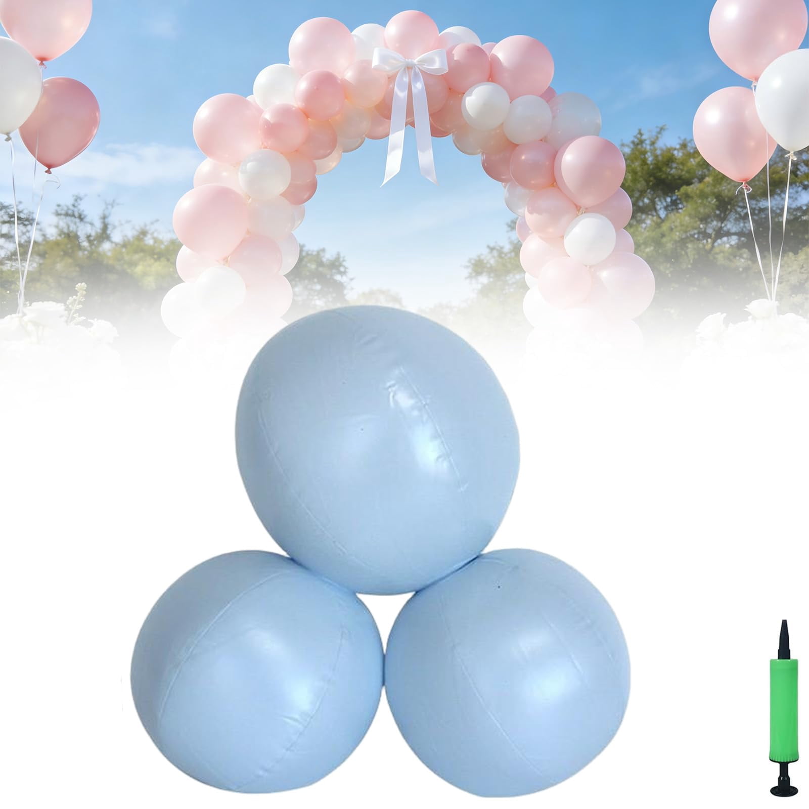 Reusable Inflatable Balloon Garland Arch Kit, 3/7 Pcs Linked PVC Balloons, Self-Inflating Hidden Valve, Birthday Decorations & Wedding Party Backdrop