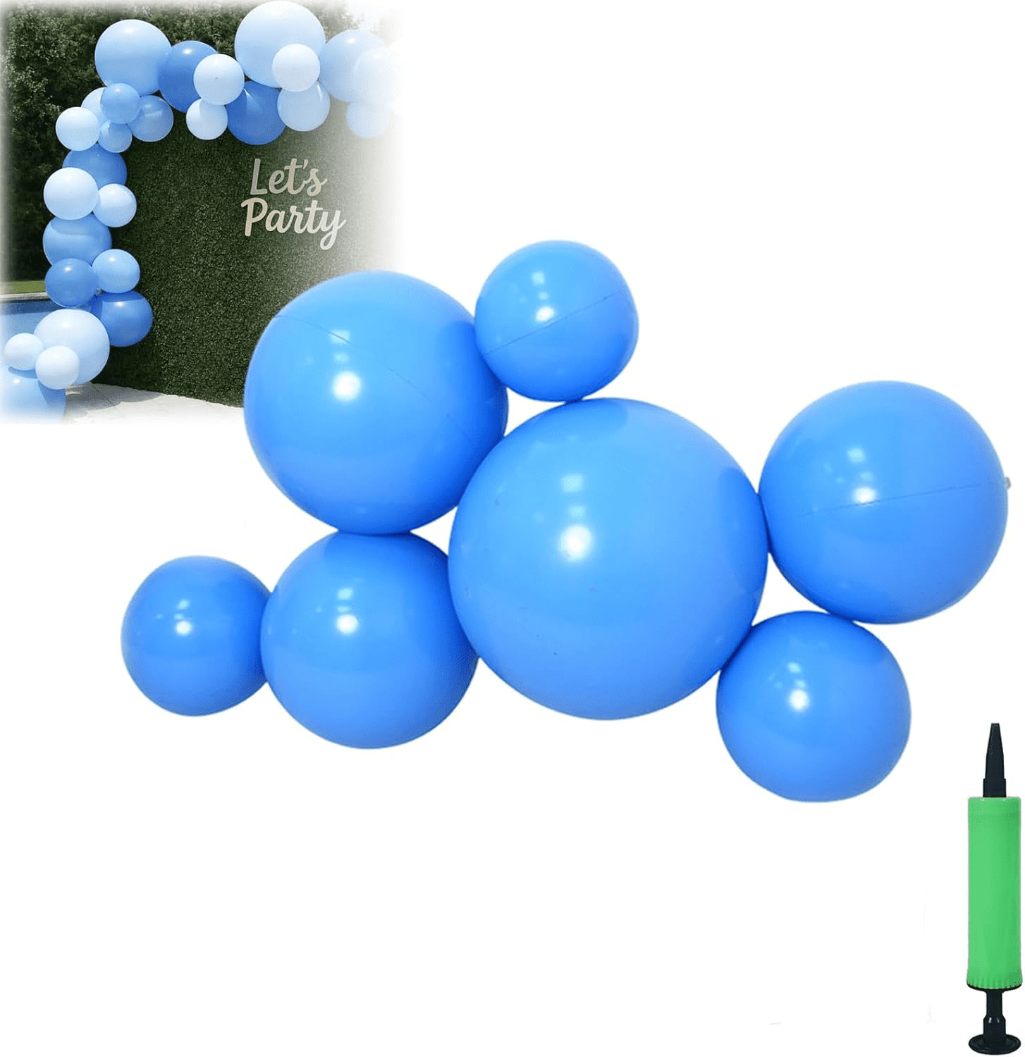 Reusable Inflatable Balloon Garland Arch Kit, 7 PCS Linked Pvc Balloons with Elastic Bands, One-Step, Effortless, Long-Lasting, Party Decoration for Birthdays, Weddings Celebrations(wwx)