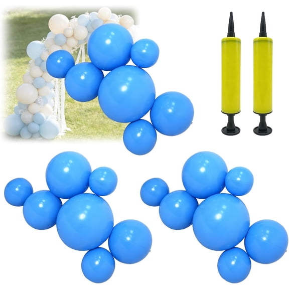 Reusable Inflatable Balloon Garland Arch Kit, 7 PCS Linked Pvc Balloons with Elastic Bands, Quick & Easy To Inflate And Set Up, for Birthdays, Weddings & Celebrations (Blue,3*Pcs)