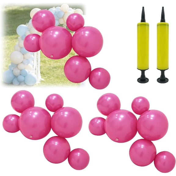 Reusable Inflatable Balloon Garland Arch Kit, 7 PCS Linked Pvc Balloons with Elastic Bands, Quick & Easy To Inflate And Set Up, for Birthdays, Weddings & Celebrations (Dark Pink,3*Pcs)