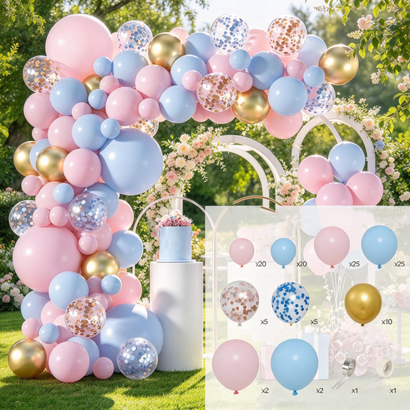 Reusable Inflatable Balloon Garland Arch Kit, Includes color-coordinated tape, Birthday Wedding Shower Outdoor Events Party Decor