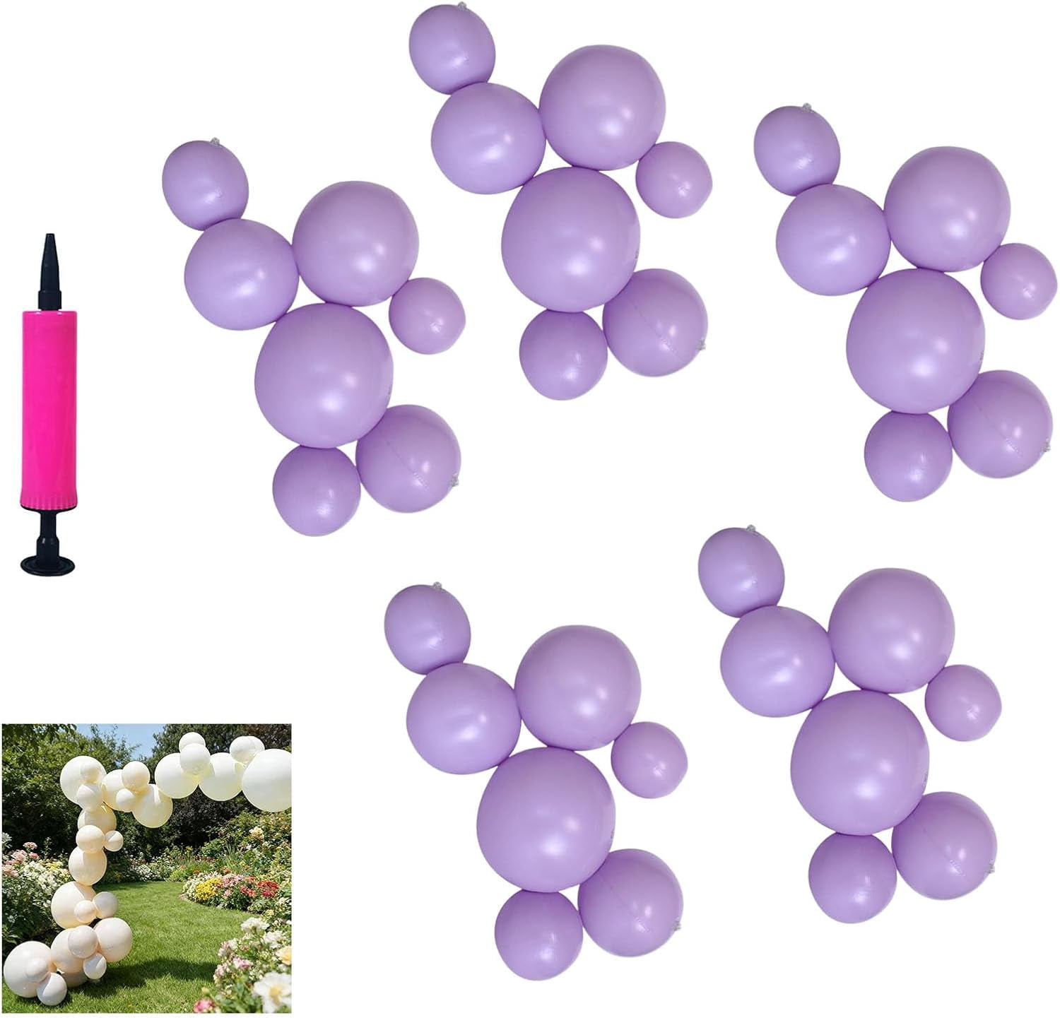 Reusable Inflatable Balloon Garland Arch Kit, Latex-Free PVC Balloon Garland, Air-Filled Party Decoration for Birthdays, Weddings, Baby Showers & Events, Easy Setup (Purple*5)