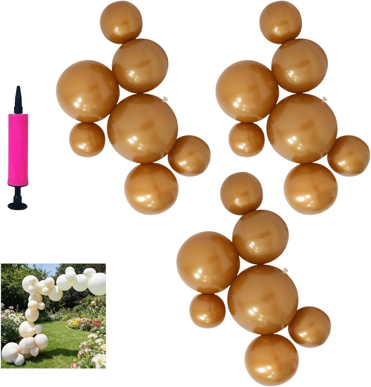 Reusable Inflatable Balloon Garland Arch Kit, Latex-Free PVC Balloon Garland, Air-Filled Party Decoration for Birthdays, Weddings, Baby Showers & Events, Easy Setup (Brown*3)