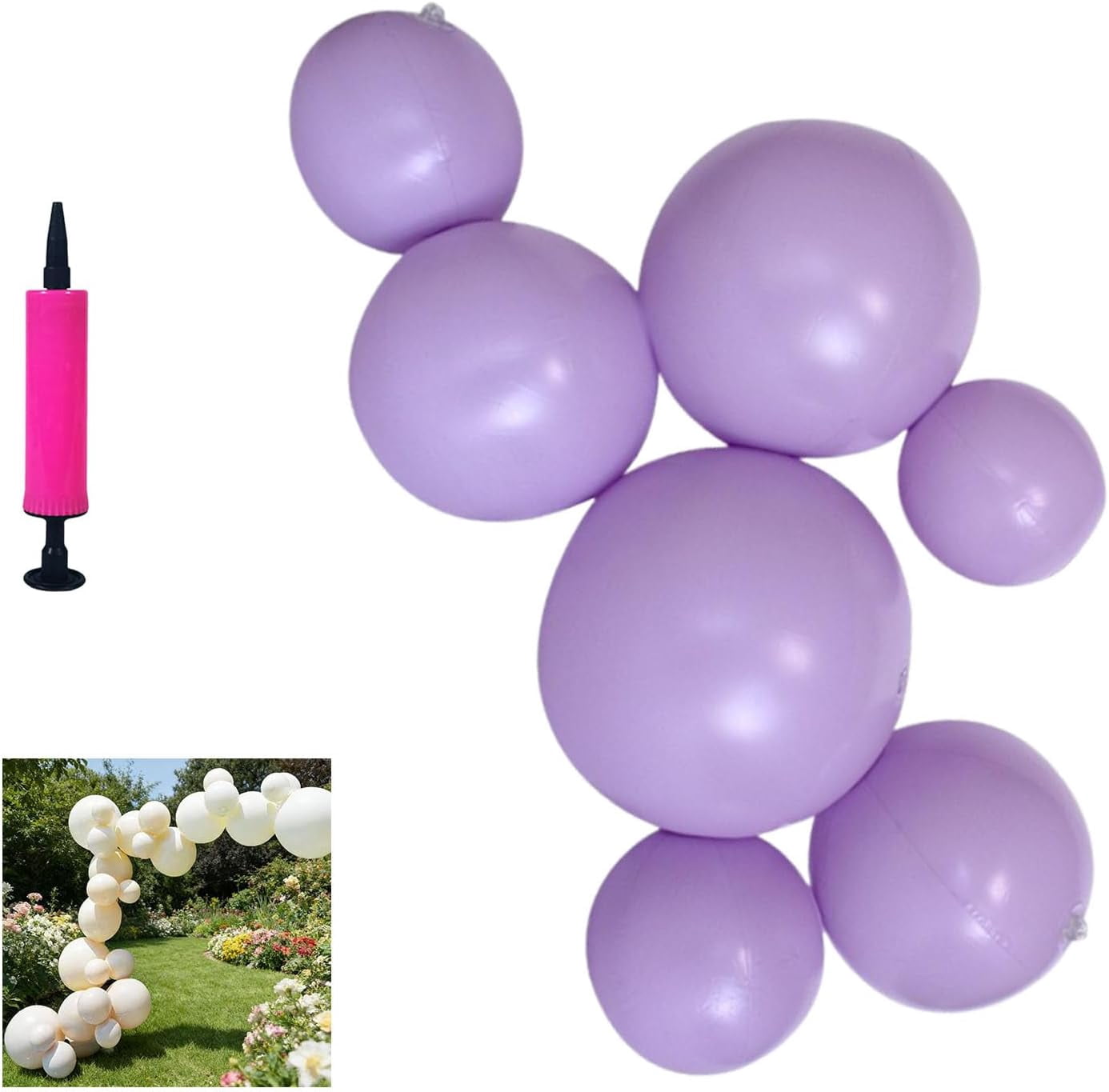 Reusable Inflatable Balloon Garland Arch Kit, Latex-Free PVC Balloon Garland, Air-Filled Party Decoration for Birthdays, Weddings, Baby Showers & Events, Easy Setup (Purple)