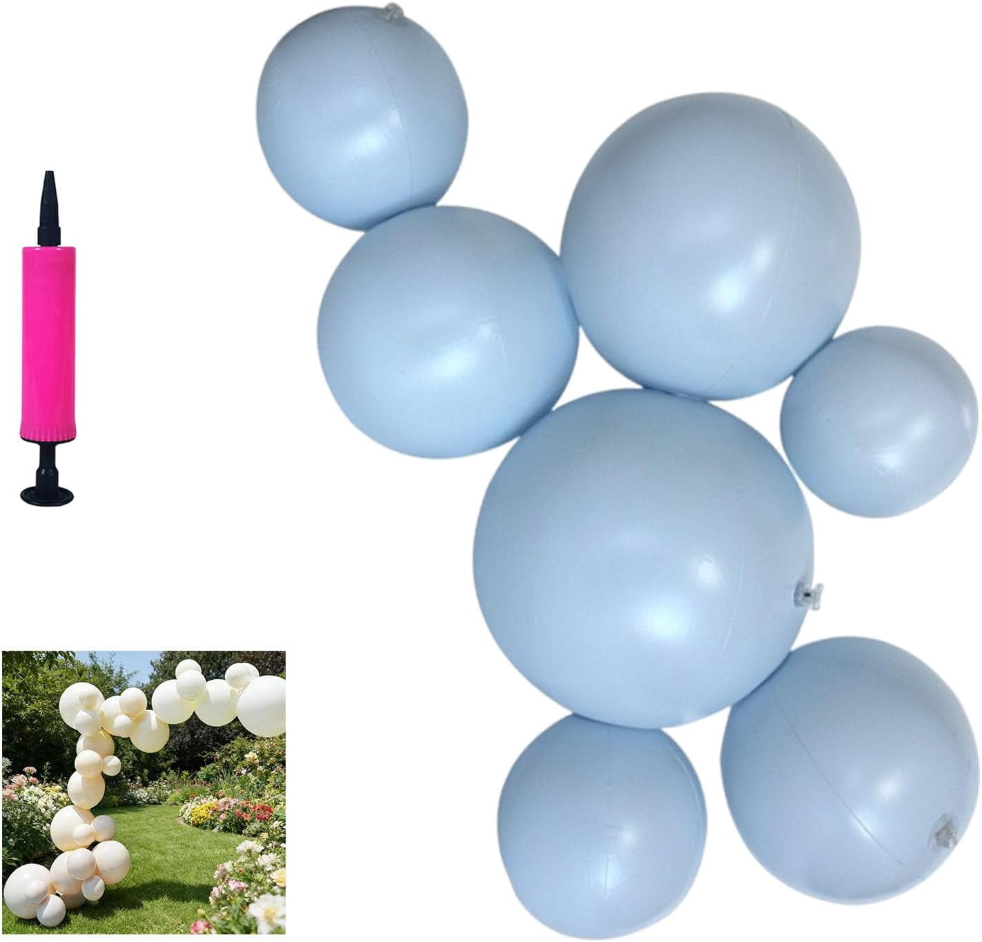 Reusable Inflatable Balloon Garland Arch Kit, Latex-Free PVC Balloon Garland, Air-Filled Party Decoration for Birthdays, Weddings, Baby Showers & Events, Easy Setup (Light Blue)