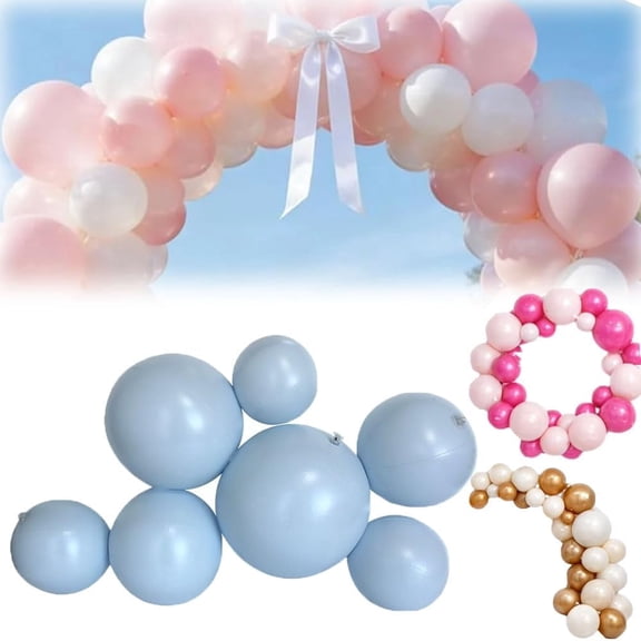 Reusable Inflatable Balloon Garland Arch Kit, Reusable PVC Balloon Garlands, 3/7 Pcs Linked Pvc Balloons with Elastic Bands, Party Decoration for Birthdays, Weddings & Celebration (7 *Light Blue)