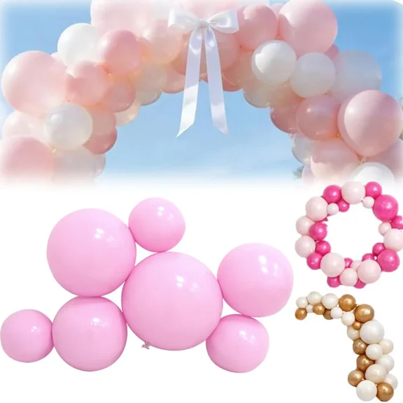 Reusable Inflatable Balloon Garland Arch Kit, Reusable PVC Balloon Garlands, 3/7 Pcs Linked Pvc Balloons with Elastic Bands, Party Decoration for Birthdays, Weddings & Celebration (7 *Pink)