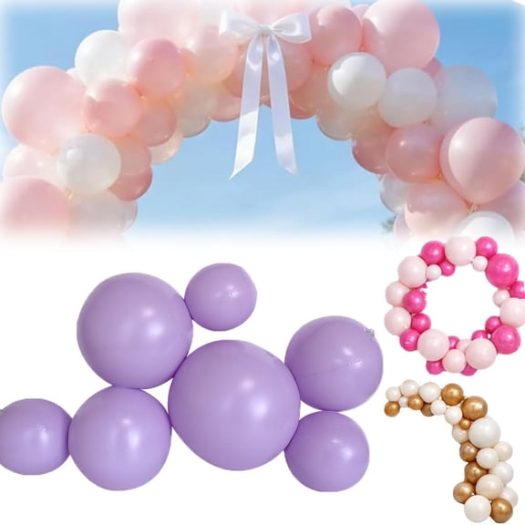 Reusable Inflatable Balloon Garland Arch Kit, Reusable PVC Balloon Garlands, 3/7 Pcs Linked Pvc Balloons with Elastic Bands, Party Decoration for Birthdays, Weddings & Celebration (7 Balls*Purple)