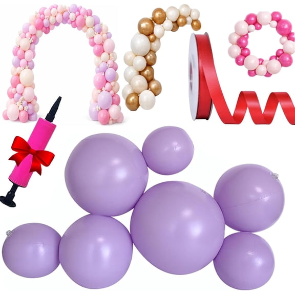 Reusable Inflatable Balloon Garland Arch Kit, Reusable PVC Balloons with Dual-inflation Control, One-Step, Effortless, Long-Lasting, Party Decoration for Birthdays, Weddings (Purple - 7Pcs)