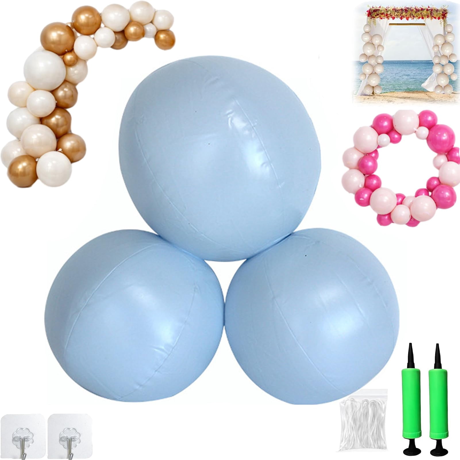 Reusable Inflatable Balloon Garland Arch Kit, Reusable PVC Balloons with Dual-inflation Control, One-Step, Effortless, Long-Lasting, Party Decoration for Birthdays, Weddings