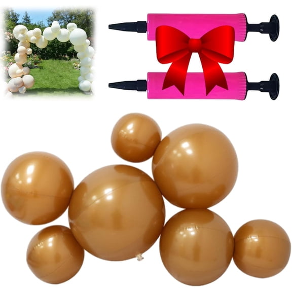 Reusable Inflatable Balloon Garland Arch Kit, Reusable PVC Balloons with Dual-inflation Control, One-Step, Effortless, Long-Lasting, Party Decoration for Birthdays, Weddings (Beige - 7Pcs)