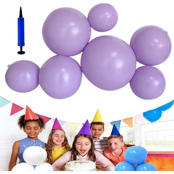 Reusable Inflatable Balloon Garland Arch Kit, inflatable garland arch, PVC Balloons with Elastic Bands, Quick & Easy To Inflate And Set Up, Party Decoration for Birthdays, Weddings (Purple)