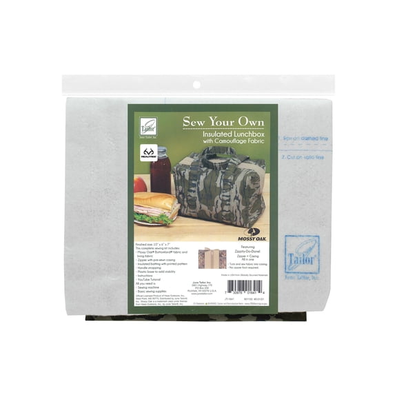 Reusable Insulated Cooler Lunch Tote Sewing Craft Kit, 10" x 6" x 7", Mossy Oak Bottomland Fabric by June Tailor