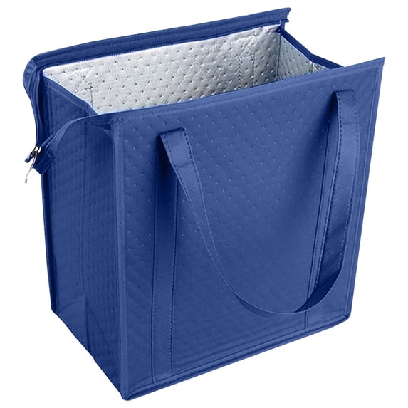 Reusable Insulated Grocery Tote Bag with Zippered Top,Collapsible Thermal Tote Hot and Cold Food Transport Bag for Shopping Food Delivery Picnic Camping and Daily Food Carrying Use