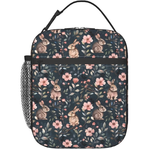 Reusable Insulated Lunch Bag - Bunny Design with Cute Rabbit - Perfect for Office, Work, Picnic, Travel, Beach, Hiking - Charming, Thermal Insulated, Leakproof for AdultsUnisex Outdoor Indoor