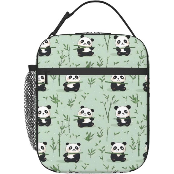 Reusable Insulated Lunch Bag - Panda with Adorable Bamboo Animal - Great for Office, Work, Picnic, Travel, Beach, Hiking, Gifts - Cute, Durable, Thermal InsulatedUnisex Outdoor Indoor