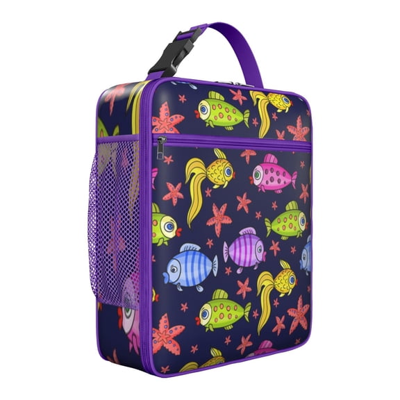 Reusable Insulated Lunch Box & Bag Set: Starfish Theme Ocean Life Series, Leakproof Soft for Teenagers/Adults, Compact with Pockets for School/Work