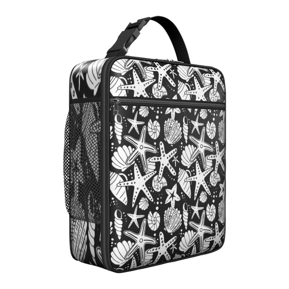 Reusable Insulated Lunch Box & Bag Set: Starfish Theme Ocean Life Series, Leakproof Soft for Teenagers/Adults, Compact with Pockets for School/Work