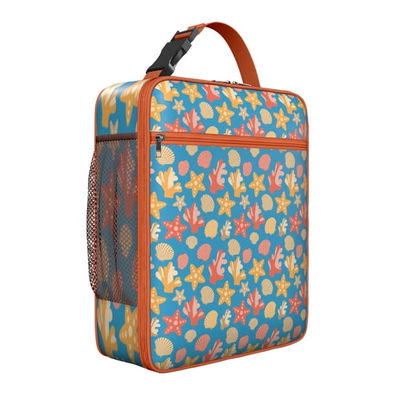 Reusable Insulated Lunch Box & Bag Set: Starfish Theme Ocean Life Series, Leakproof Soft for Teenagers/Adults, Compact with Pockets for School/Work