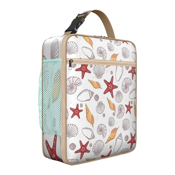 Reusable Insulated Lunch Box & Bag Set: Starfish Theme Ocean Life Series, Leakproof Soft for Teenagers/Adults, Compact with Pockets for School/Work
