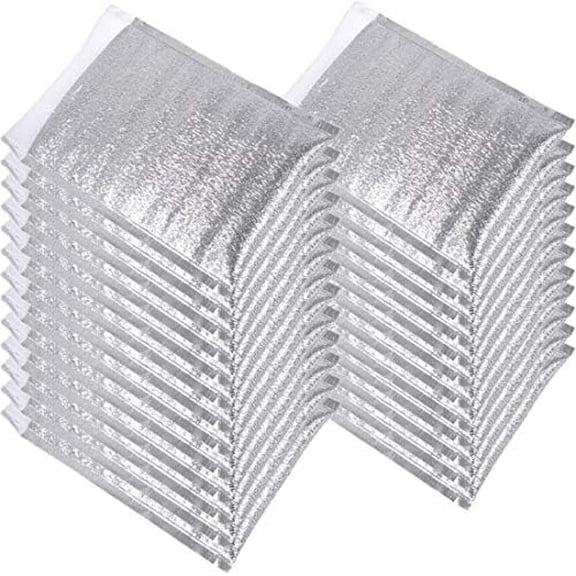 Reusable Insulation Thermal Bags 25 Pack 15 inch x 13 inch Large Insulated Bubble Bag Thermal Box Liners Metalized Box Liner for Cold and Hot Food
