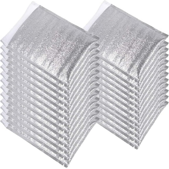Reusable Insulation Thermal Bags 25 Pack 15 inch x 13 inch Large Insulated Bubble Bag Thermal Box Liners Metalized Box Liner for Cold and Hot Food