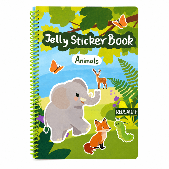 Reusable Jelly Sticker Book for Toddlers Ages 1–4, Waterproof Washable Animal Travel Activity Toy