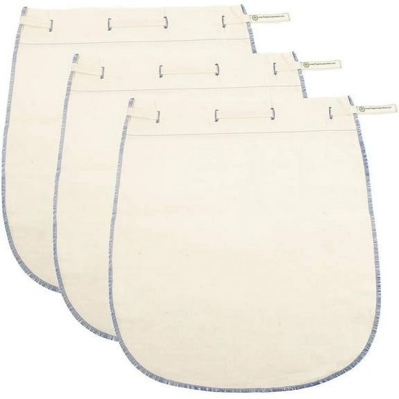 Reusable Jelly Strainer Bags - 100% Organic Cotton Juice Strainer Bags - Large, Reusable, Washable, and Biodegradable Kefir, Kava, Pulp & Yogurt Strainer Bags (3 Medium - 12"x12")