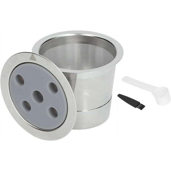 Reusable K Cup Coffee Filters, Stainless Steel Refillable Coffee Pod Capsules 5 Hole K Cups Filter with Brush Spoon for Coffee Maker AAD-1328