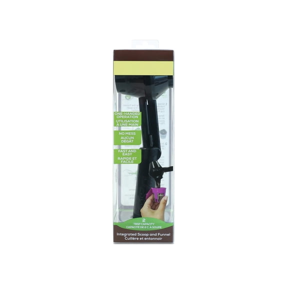 Reusable K Cup Coffee Scooper and Funnel, 2 Tablespoon Measuring Scoop for Refillable Coffee Pods, Mess Free Dispensing, Compact Storage, Durable Kitchen Tool, Black