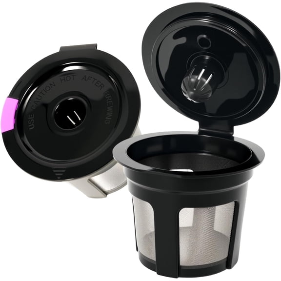 Reusable K Cup for Keurig, Black BPA Free Refillable K-Cup Pod Coffee Filters, Universal Fit Refillable Filters for Keurig 1.0 and 2.0 Coffee Maker (Black- 2 Park)