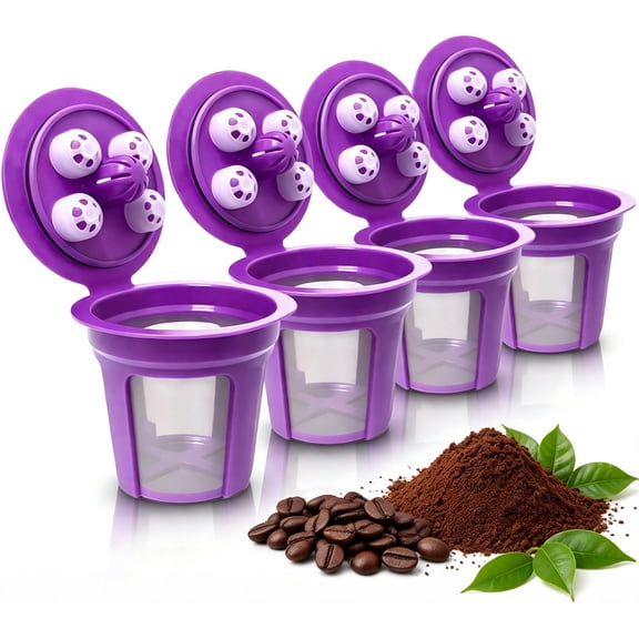 Reusable K Cups for Keurig, 4-Pack Refillable Coffee Pods Filter, Compatible K Supreme Plus/K Slim/K-Duo/K-Classic/K Elite/K-Compact/K-Mini, MultiStream & SingleStream 1.0 & 2.0 Coffee Maker