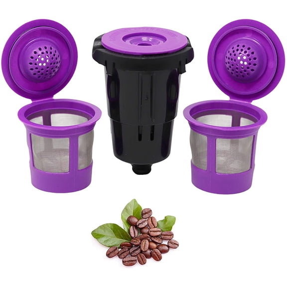 Reusable K Cups for Keurig K-Mini, K Mini Plus, K-Express and K Iced with Adapter by - Keurig Mini Plus Refillable Kcups for Mini Keurig (3 Refillable Coffee Pods + Adapter)