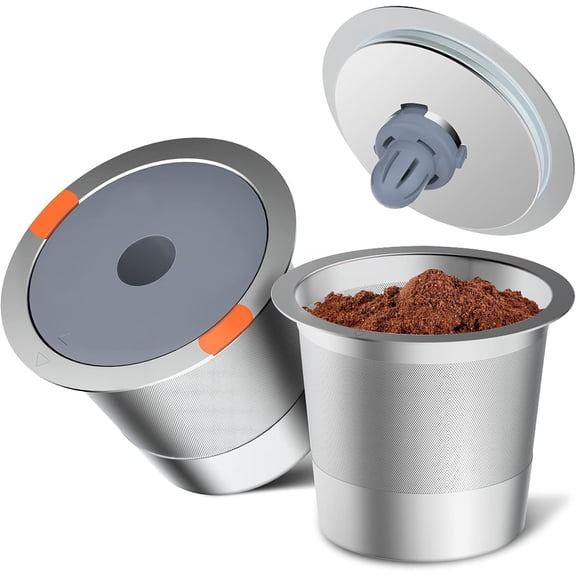 Reusable K Cups for Keurig,Stainless Steel Refillable Coffee Pods Metal K Cup Reusable Coffee Filter for K-Express K-Mini Keurig 1.0&2.0, BPA Free Permanent Coffee Filter(2 Kcups &100 paper filter)