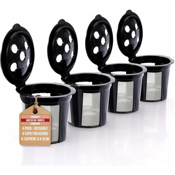 Reusable K Cups for Supreme, Supreme Plus, Slim, K-Brew Chill, Duo Hot and Iced Gen 2 by - Refillable Kcup Coffee Maker MultiStream Pods Filter 4 Pack