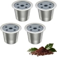 thumbnail image 1 of Reusable K Cups for Coffee Pods - 4 Pack Refillable Stainless Steel Mesh Filter, 5-Hole KCup Universal Metal Ground Coffee Pod, 1 of 7