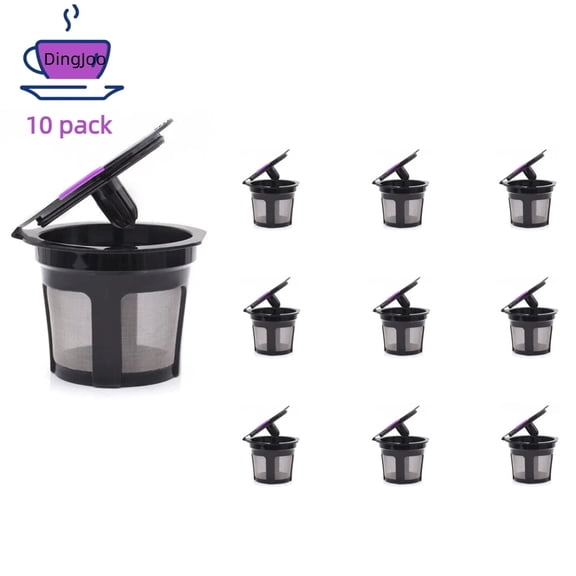 Reusable K Cups for Keurig, Universal Refillable Coffee Filters for Single Serve Coffee Maker, 10-Pack of Reusable Pods, Black