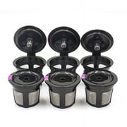 Reusable K Cups for Keurig, Universal Refillable Coffee Filters for Single Serve Coffee Maker, 3-Pack of Reusable Pods, Black