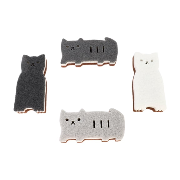 Reusable Kitten Design Scouring Pads 4Pack Thickened Dishwashing Sponge for Oil Removal Cookware Surfaces