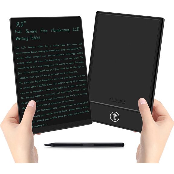 Reusable LCD Writing Tablet for Adult: 9.5 Inch Full Screen Digital Drawing Tablet Erasable Digital Notepad Business Office Students Home Gifts for Birthday